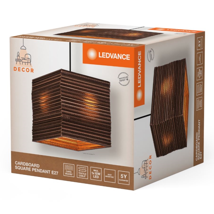 Ledvance - Пендел DECOR CARDBOARD 1xE27/15W/230V 25x25 см