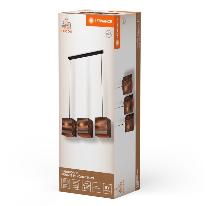 Ledvance - Пендел DECOR CARDBOARD 3xE27/15W/230V