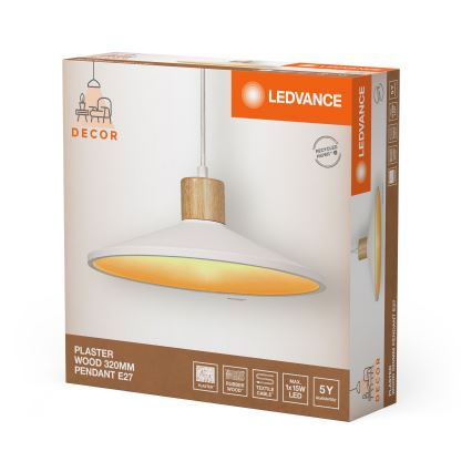 Ledvance - Пендел DECOR PLASTER 1xE27/25W/230V Ø 32 см гипс бял