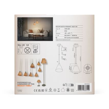 Ledvance - Пендел DECOR RAFFIA 1xE27/15W/230V