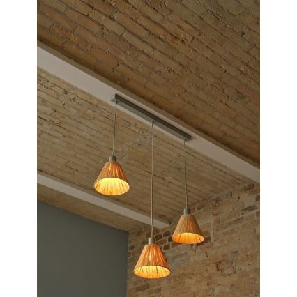 Ledvance - Пендел DECOR RAFFIA 3xE27/15W/230V влакна от рафия