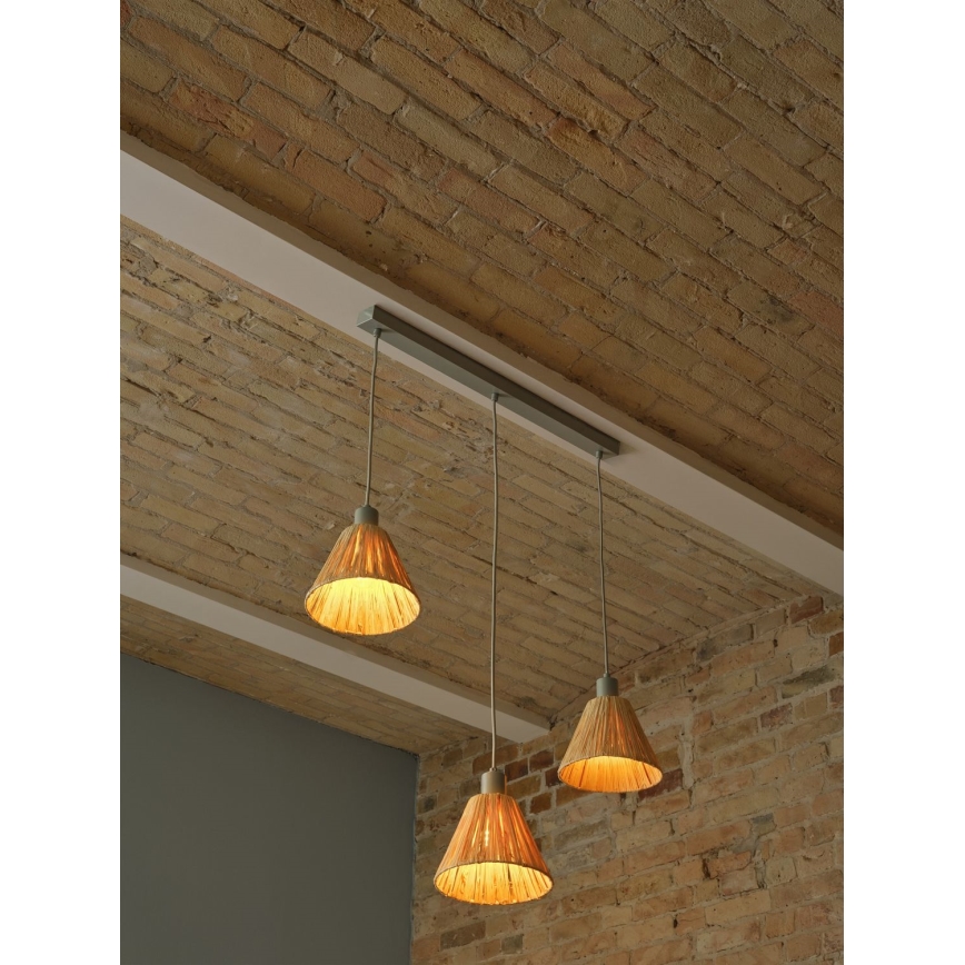 Ledvance - Пендел DECOR RAFFIA 3xE27/15W/230V влакна от рафия