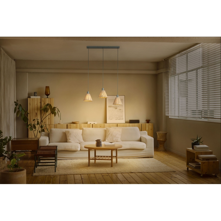 Ledvance - Пендел DECOR RAFFIA 3xE27/15W/230V влакна от рафия