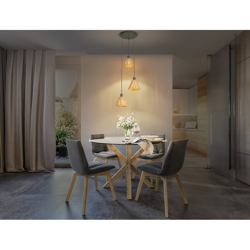 Ledvance - Пендел DECOR RAFFIA 3xE27/15W/230V влакна от рафия
