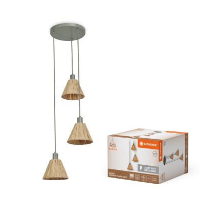Ledvance - Пендел DECOR RAFFIA 3xE27/15W/230V влакна от рафия