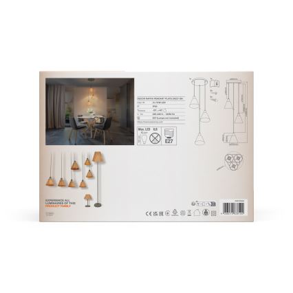 Ledvance - Пендел DECOR RAFFIA 3xE27/15W/230V влакна от рафия