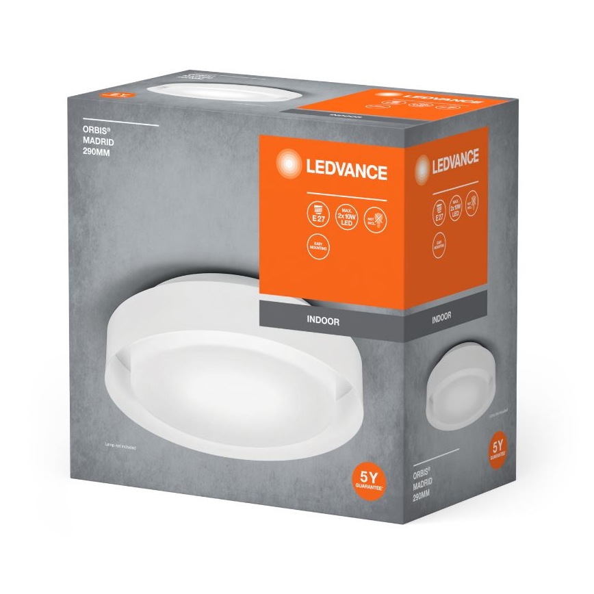 Ledvance - Плафон ORBIS MADRID 2xE27/10W/230V бял