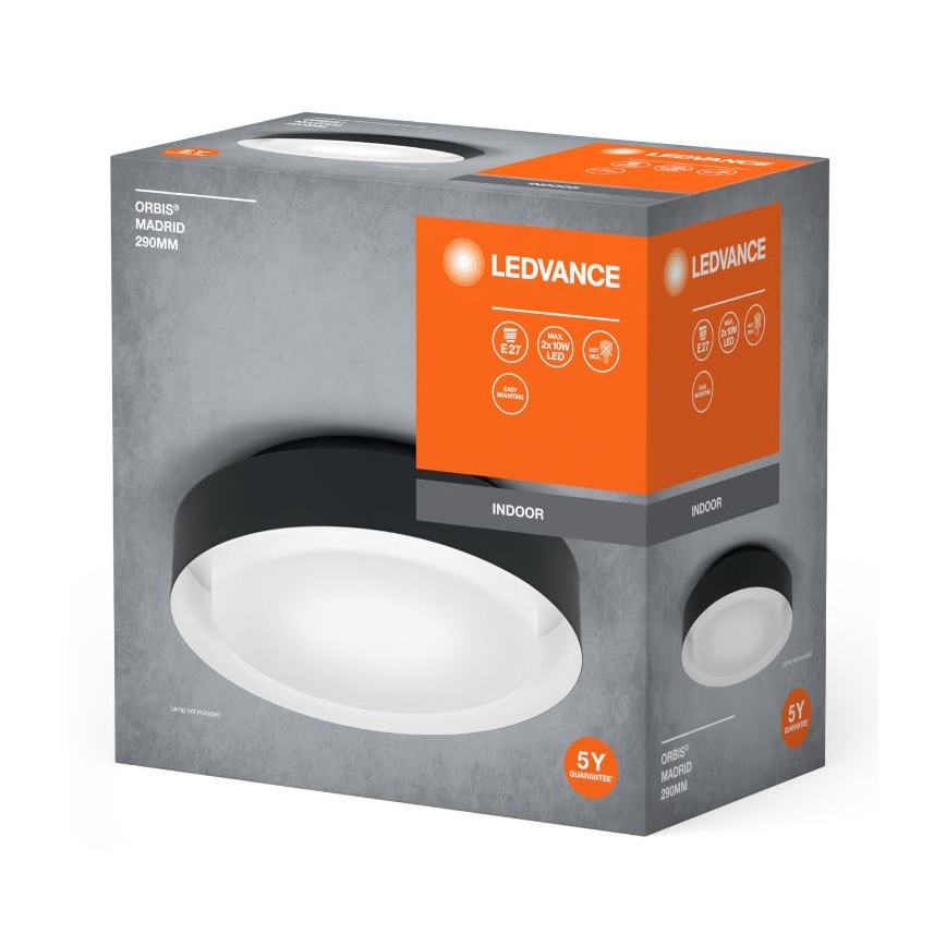Ledvance - Плафон ORBIS MADRID 2xE27/10W/230V черен