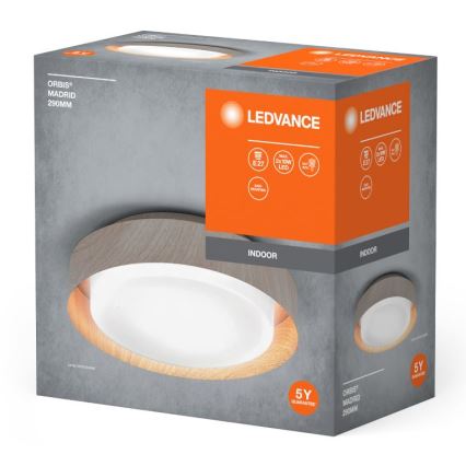 Ledvance - Плафон ORBIS MADRID 2xE27/10W/230V дърво