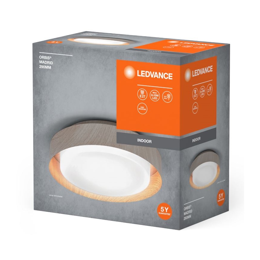 Ledvance - Плафон ORBIS MADRID 2xE27/10W/230V дърво