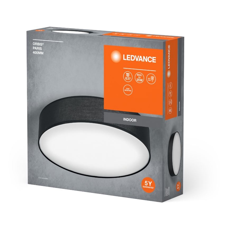 Ledvance - Плафон ORBIS ПАРИЖ 2xE27/25W/230V черен