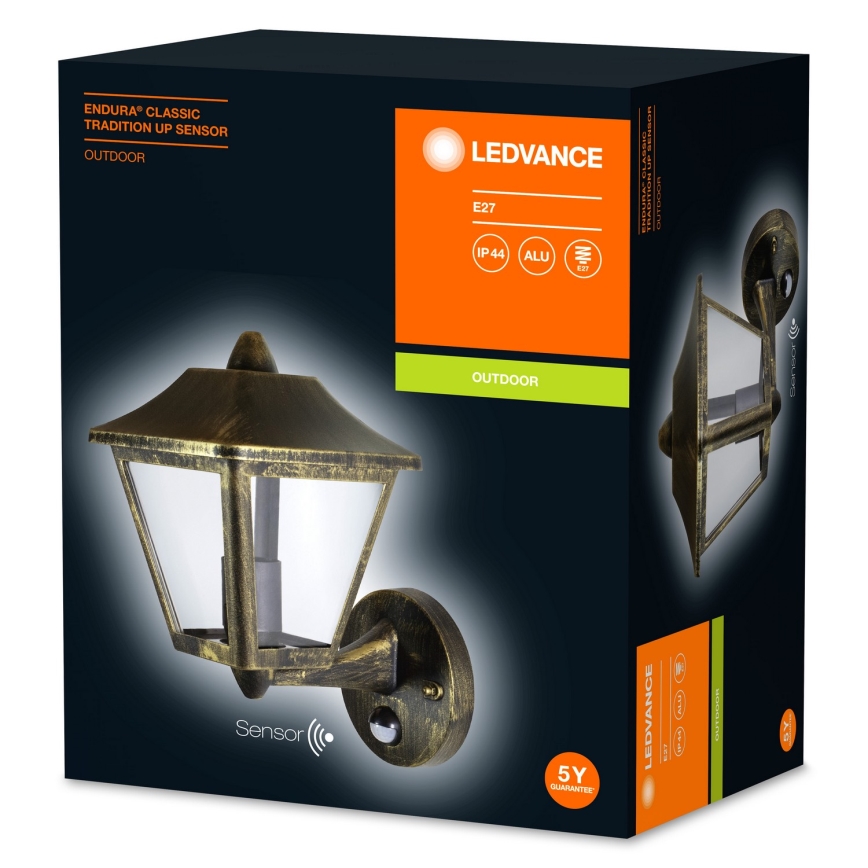 Ledvance - Външна стенна лампа със сензор ENDURA 1xE27 / 60W / 230V IP44