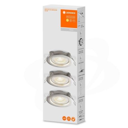 Ledvance - Комплект 3x димируеми вградени LED осветителни тела SIMPLE LED/4,9W/230V
