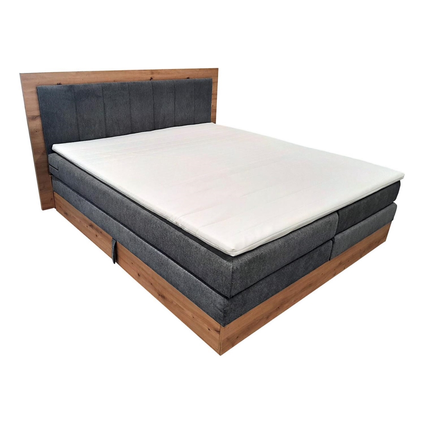 Легло тип boxspring с матраци, топ матрак и място за съхранение JASMINE 180x200 см сив