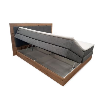 Легло тип boxspring с матраци, топ матрак и място за съхранение JASMINE 180x200 см сив