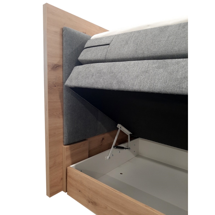 Легло тип boxspring с матраци, топ матрак и място за съхранение JASMINE 180x200 см сив