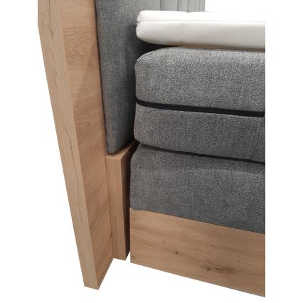 Легло тип boxspring с матраци, топ матрак и място за съхранение JASMINE 180x200 см сив