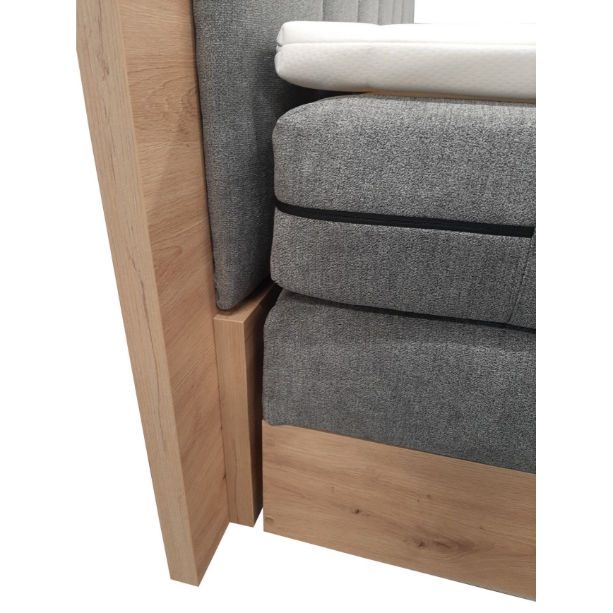 Легло тип boxspring с матраци, топ матрак и място за съхранение JASMINE 180x200 см сив