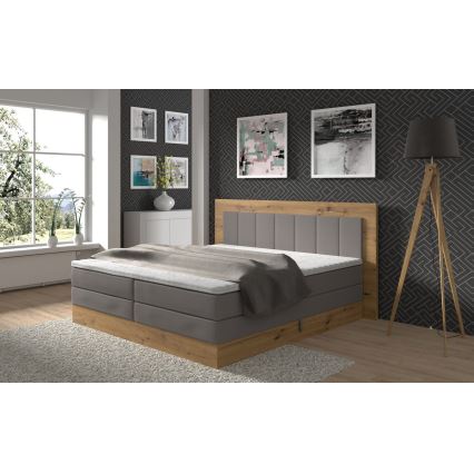 Легло тип boxspring с матраци, топ матрак и място за съхранение JASMINE 180x200 см сив