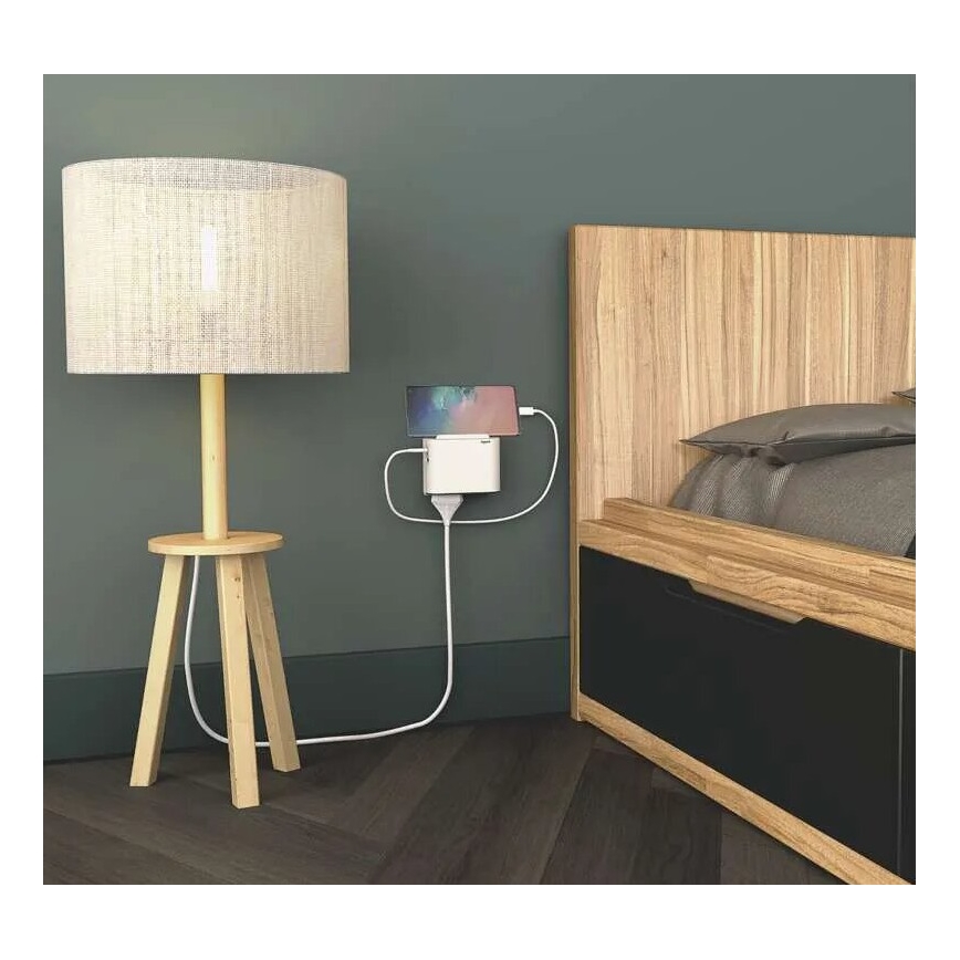 Legrand 049401 - Контактен разклонител 2Z Тип C + USB-A + USB-C бял