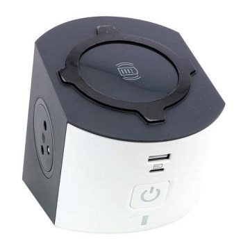 Legrand 049412 - Разклонител за контакти с превключвател 2Z Тип E + USB-A + USB-C и безжично зареждане 10W 2m бял