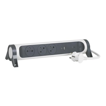 Legrand 049416 - Разклонител с превключвател 3Z Тип E + USB-A + USB-C 1,5m