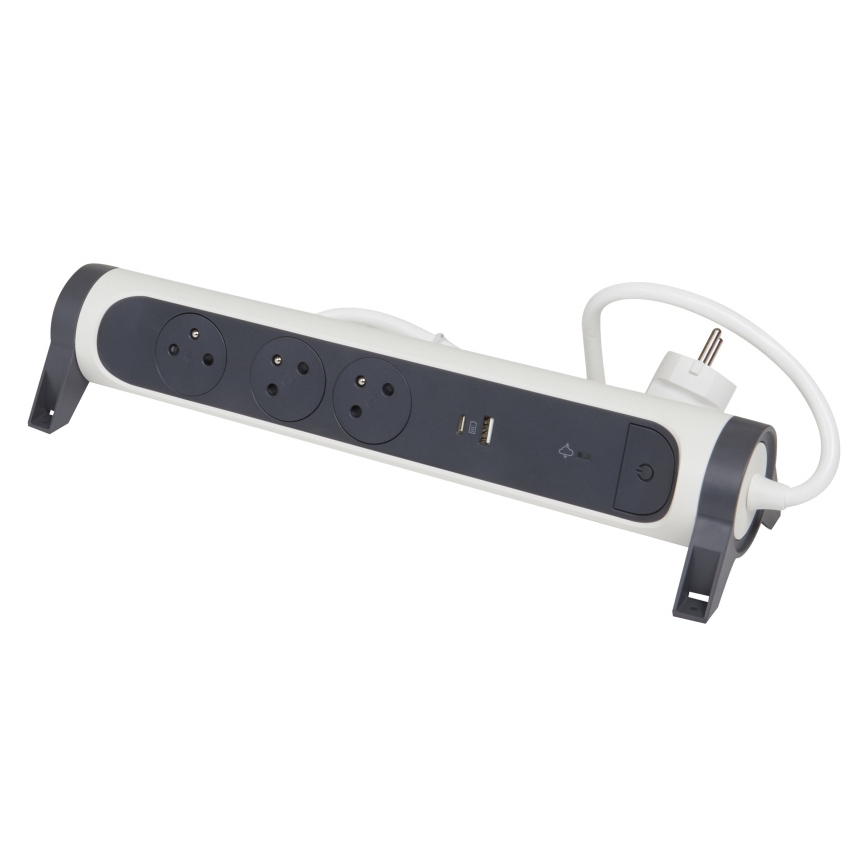 Legrand 049416 - Разклонител с превключвател 3Z Тип E + USB-A + USB-C 1,5m
