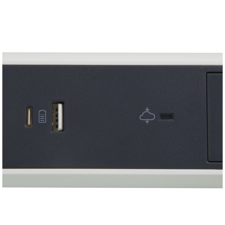 Legrand 049416 - Разклонител с превключвател 3Z Тип E + USB-A + USB-C 1,5m