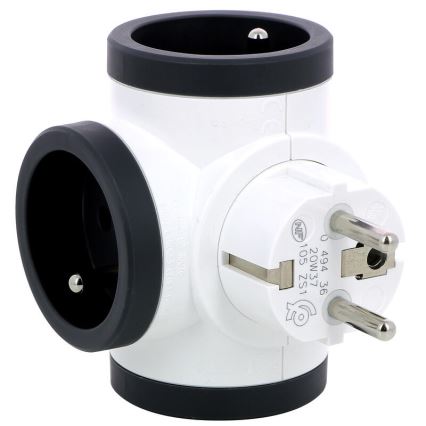 Legrand 049436 - Контактен разклонител swivel 3Z Тип E бял/черен