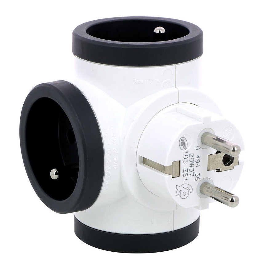 Legrand 049436 - Контактен разклонител swivel 3Z Тип E бял/черен