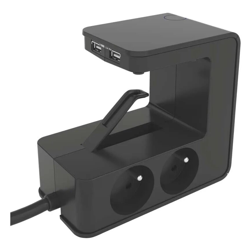 Legrand 050412 - Удължителен кабел с превключвател за плот на маса 4Z Тип E + 2x USB-A 1,5m черен