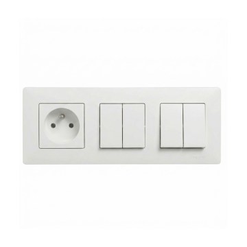 Legrand - 2x двоен сериен ключ № 5 и битова розетка с рамка NILOE STEP 250V бяла