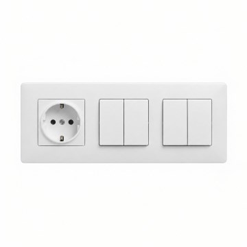 Legrand - 2x Двоен серийен ключ № 5 и домашна SCHUKO розетка с бяла рамка NILOE STEP 250V