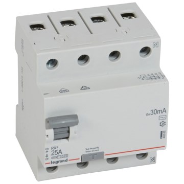 Legrand - 4-полюсен диференциален прекъсвач RX3 4P 25A 30MA AC