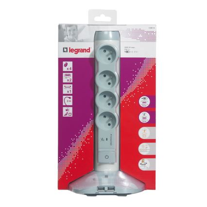 Legrand 50014 - Екстериорна колона с контакти 230V/16A, 4x2P+T + 3xUSB, 2м