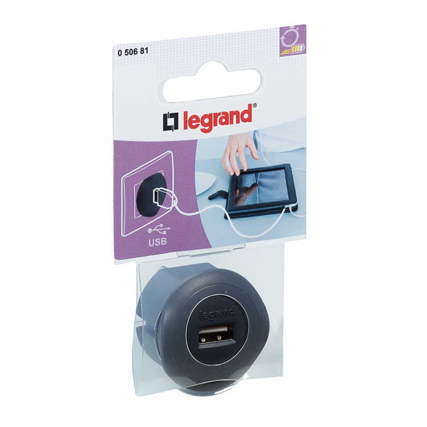 Legrand 50681 - Адаптер USB за контакт 230V/1,5A черен