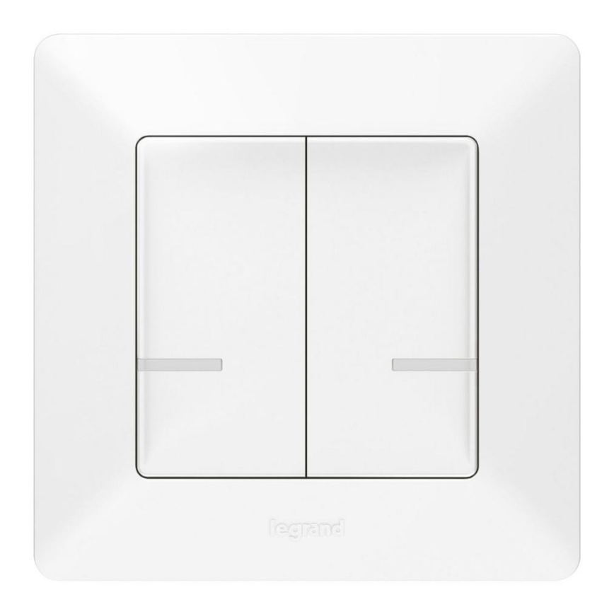 Legrand 752187- Смарт безжичен превключвател с 2 бутона VALENA 1xCR2032 Wi-Fi IP40