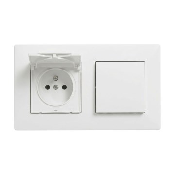 Legrand - Битова розетка и еднополюсен ключ №1 с рамка NILOE STEP 250V бяла