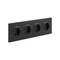 Legrand - Четворна домашна SCHUKO розетка с рамка NILOE STEP 250V черна