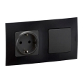 Legrand - Домашен SCHUKO контакт и стълбищен ключ № 6 с рамка NILOE 250V в черно