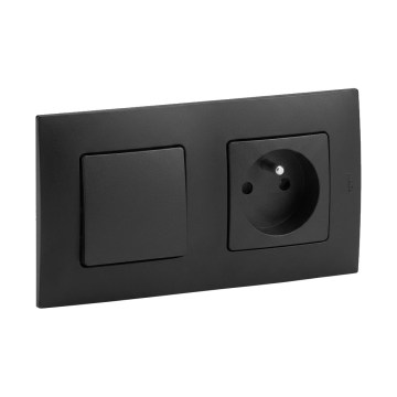 Legrand - Домашна розетка и еднополюсен ключ № 1 с рамка NILOE 250V черен