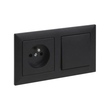 Legrand - Домашна розетка и еднополюсен ключ № 1 с рамка SUNO 250V черна