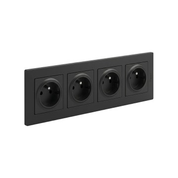 Legrand - Домашна розетка с 4 гнезда и рамка NILOE STEP 250V черна