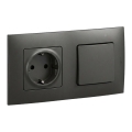 Legrand - Домашна розетка SCHUKO и еднополюсен ключ № 1 с рамка NILOE 250V в черно