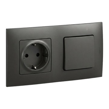 Legrand - Домашна розетка SCHUKO и еднополюсен ключ № 1 с рамка NILOE 250V в черно