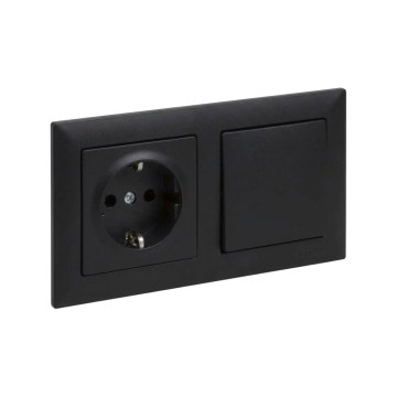 Legrand - Домашна SCHUKO розетка и еднополюсен ключ № 1 с рамка SUNO 250V черна