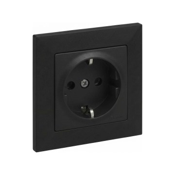 Legrand - Домашна SCHUKO розетка с рамка SUNO 250V черна