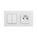 Legrand - Домашна контактна розетка и двоен сериен ключ №5 с рамка NILOE STEP, 250V, в бял цвят