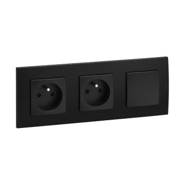 Legrand - Двоен битов контакт и еднополюсен ключ № 1 с рамка NILOE 250V черен