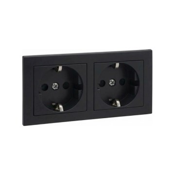 Legrand - Двоен битов контакт SCHUKO с рамка SUNO 250V черен